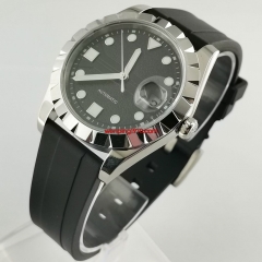 40mm Men's Top Sterile Mechanical Watch Silver Case Sapphire Glass Black Dial Movement Luminous Automatic Watch