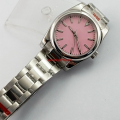 39mm Bliger Sterile pink Dial Sapphire Crystal Japan NH35 Automatic Men Polished Watch Movement Green Luminous