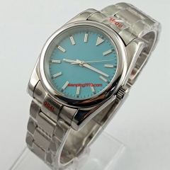39mm Bliger Sterile sky blue Dial Sapphire Crystal Japan NH35 Automatic Men Polished Watch Movement Green Luminous