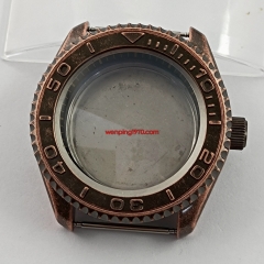 42mm Seiko NH35/NH36 Movement brown Watch Case With Bezel Double Dome Sapphire Glass black ring