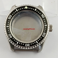 42mm Seiko NH35/NH36 Movement silver Watch Case With Bezel Double Dome Sapphire Glass black ring