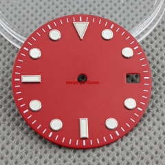 29mm red Watch Dial With Date Sterile Fit Seiko NH35 3 o'clock 3.8 o'clock Movement